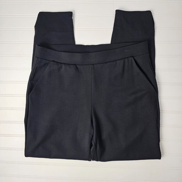 HUE Women's Pointe 7/8 Black Rayon Blend Pocketed Slit Ankle Leggings Size L NWT - Picture 3 of 14